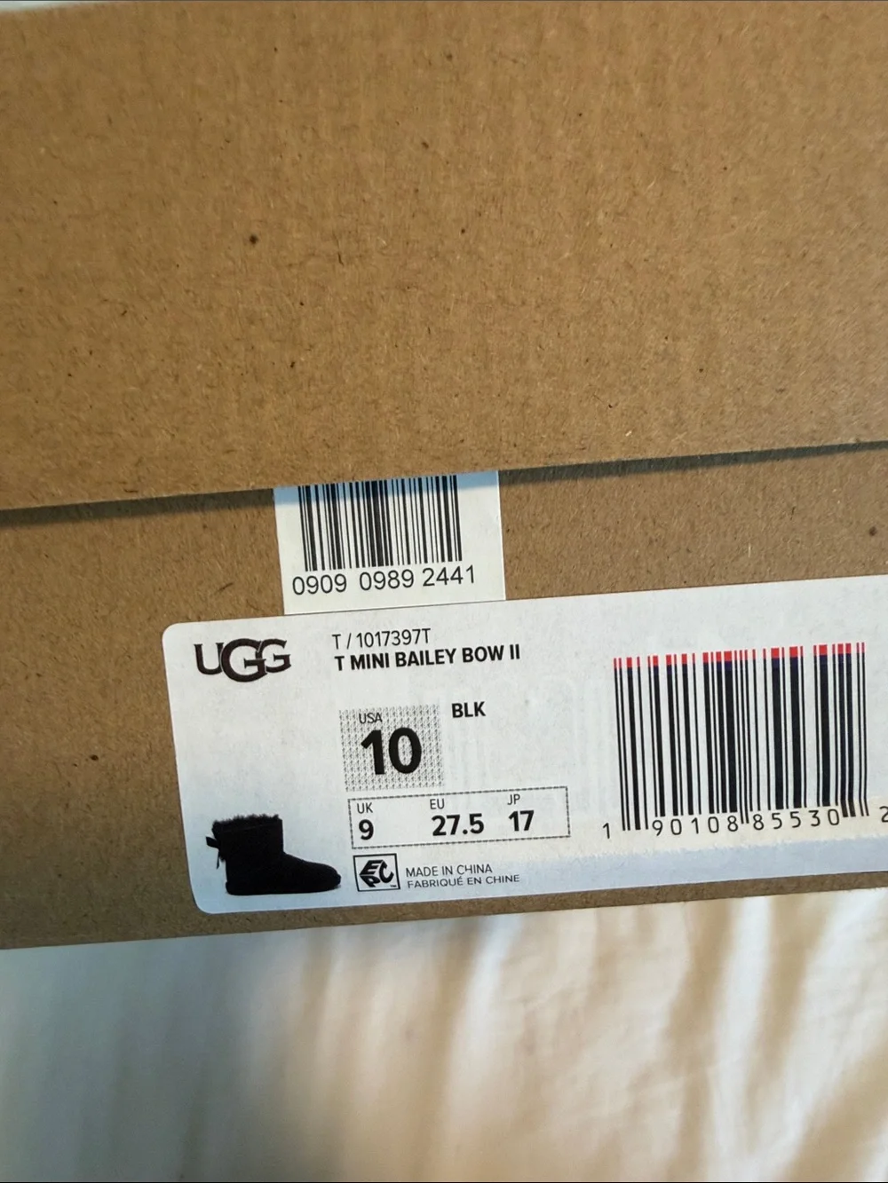 UGG toddler Bailey Bow Boots in Black brand new in original box